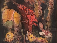 Roberto Matta, Serie Hom'mere II, L’eautre hurle flamme, aguafuerte aguatinta, 65 x 50 cm.